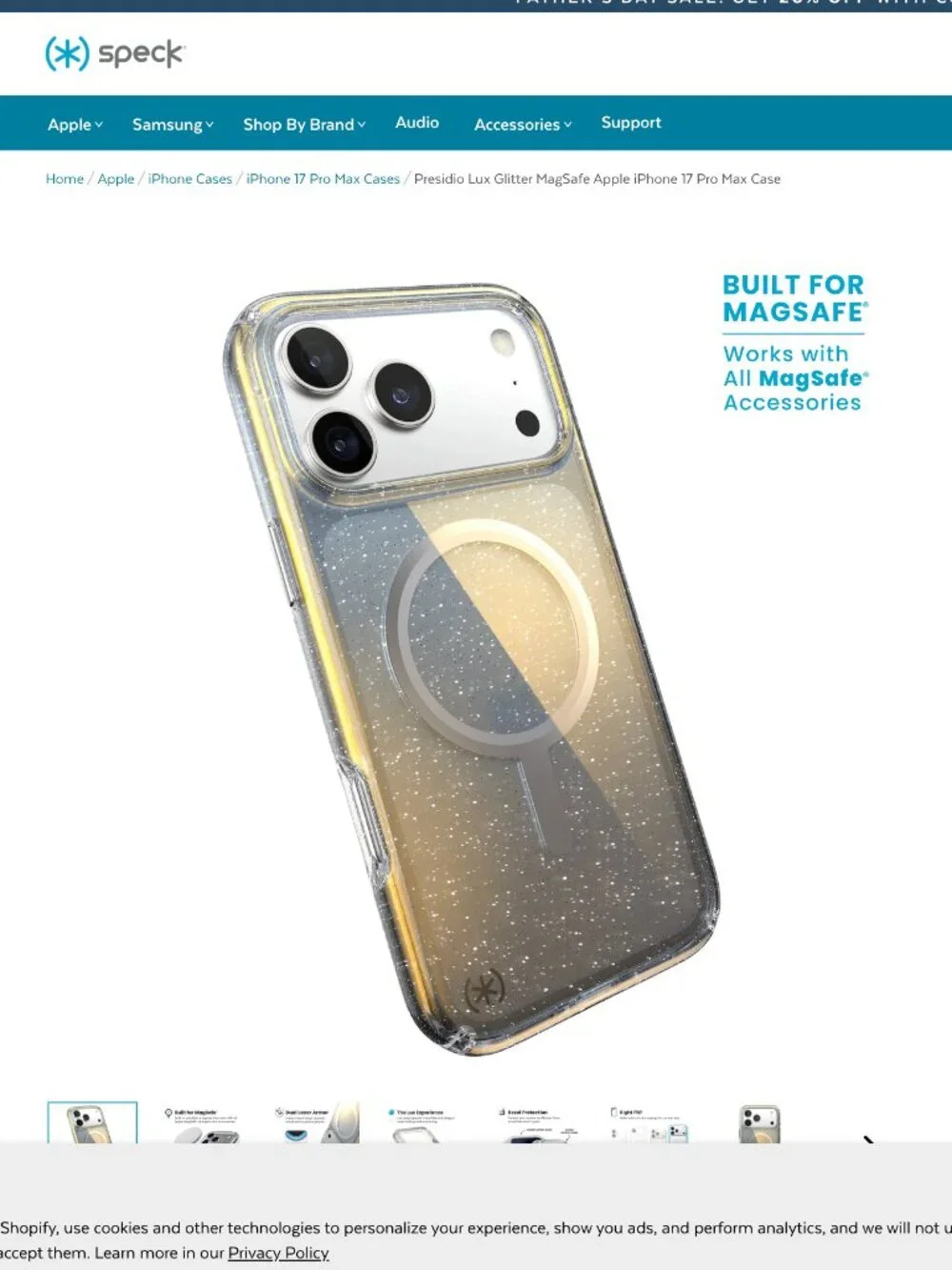 NEW Speck Presidio Lux Glitter MagSafe iPhone 17 Pro Max Case